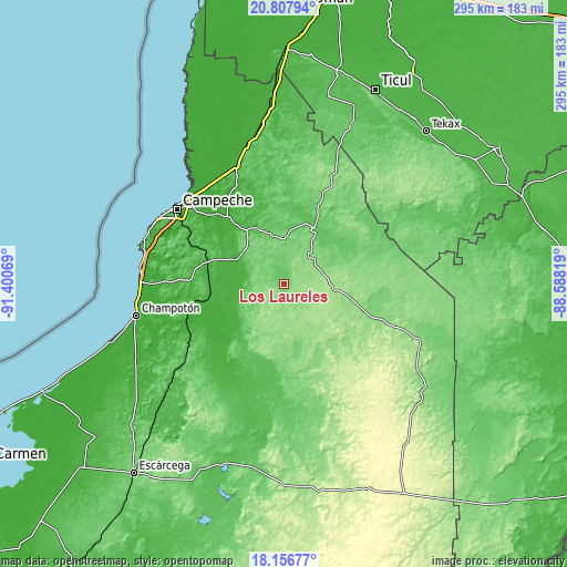Topographic map of Los Laureles