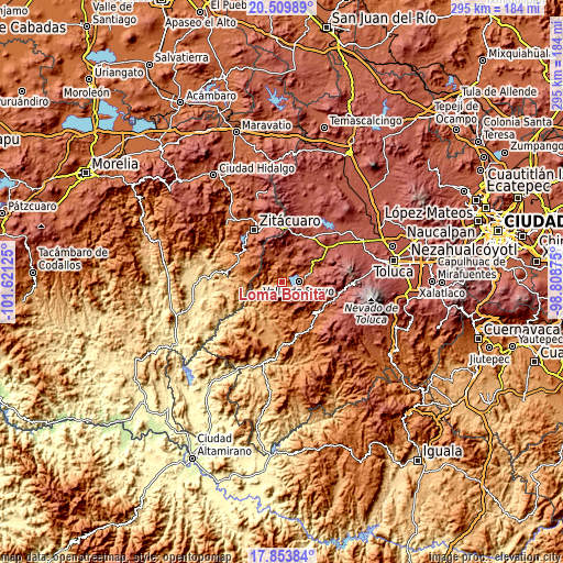 Topographic map of Loma Bonita