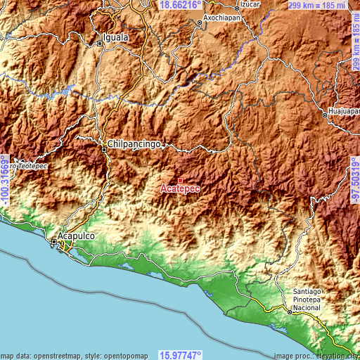 Topographic map of Acatepec