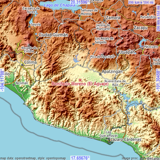 Topographic map of Bonifacio Moreno (El Aguaje)