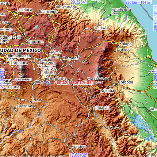 Topographic map of Santa Catarina Villanueva