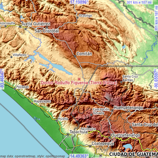 Topographic map of Doctor Rodulfo Figueroa (Tierra Blanca)