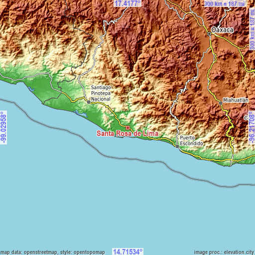 Topographic map of Santa Rosa de Lima