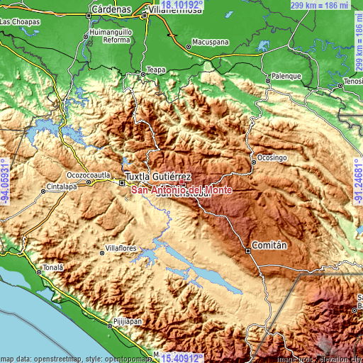 Topographic map of San Antonio del Monte