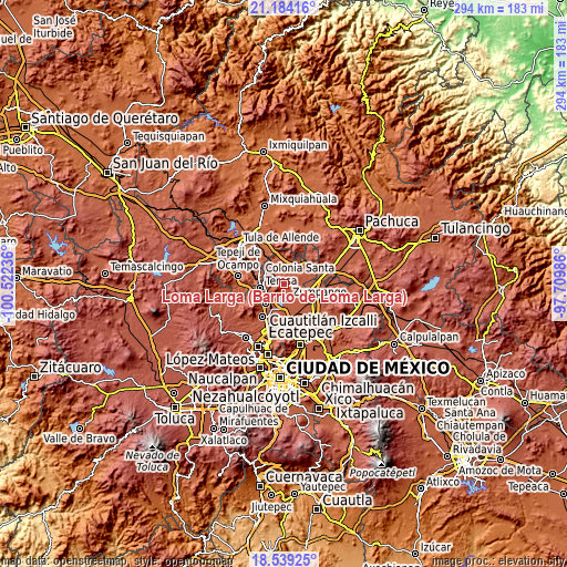 Topographic map of Loma Larga (Barrio de Loma Larga)