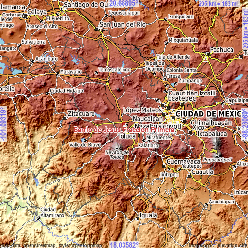 Topographic map of Barrio de Jesús Fracción Primera