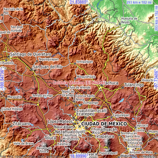 Topographic map of Colonia Morelos (El Nueve)