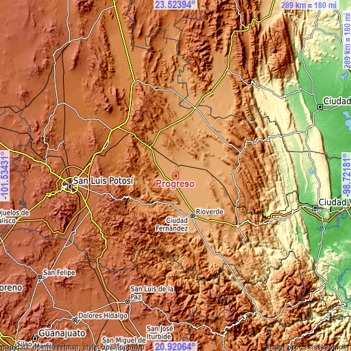 Topographic map of Progreso