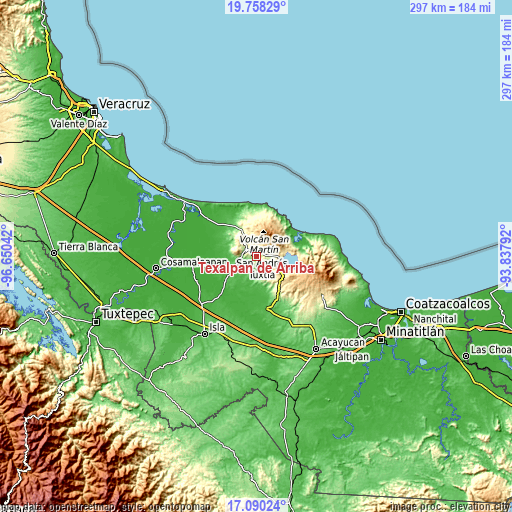 Topographic map of Texalpan de Arriba