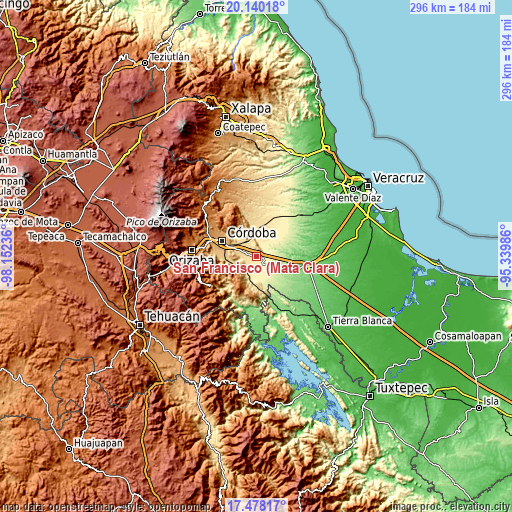 Topographic map of San Francisco (Mata Clara)