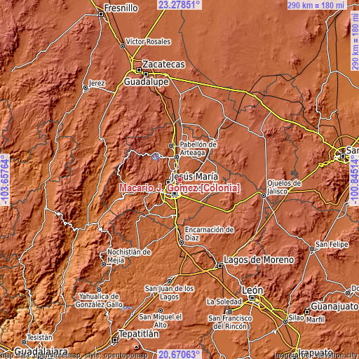 Topographic map of Macario J. Gómez [Colonia]