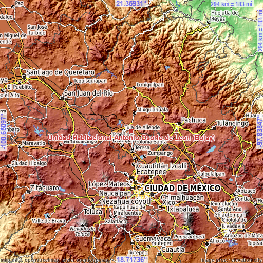 Topographic map of Unidad Habitacional Antonio Osorio de León (Bojay)