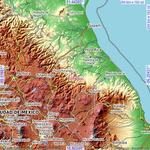 Topographic map of Xonalpu