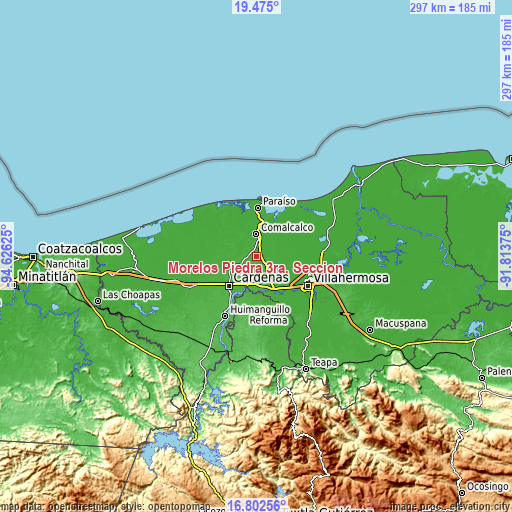Topographic map of Morelos Piedra 3ra. Sección