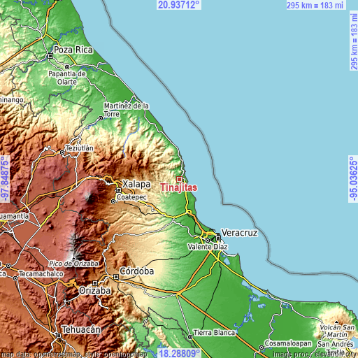 Topographic map of Tinajitas