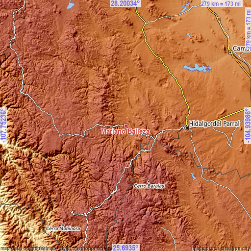 Topographic map of Mariano Balleza