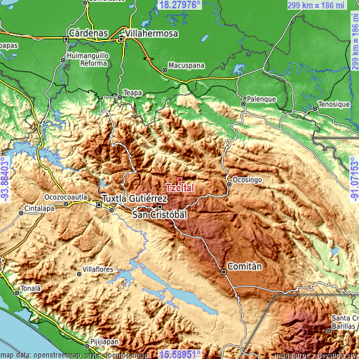 Topographic map of Tzeltal