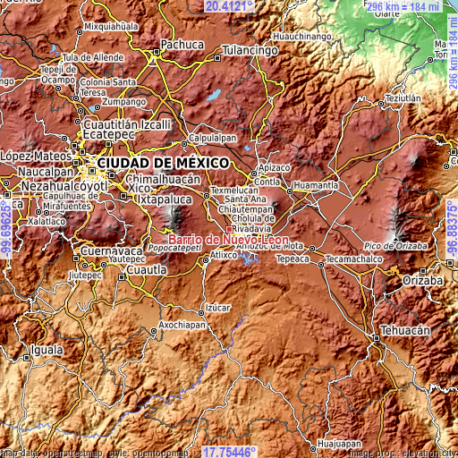 Topographic map of Barrio de Nuevo León