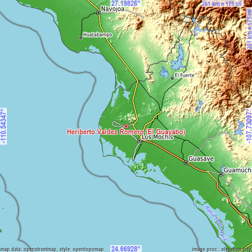 Topographic map of Heriberto Valdez Romero (El Guayabo)