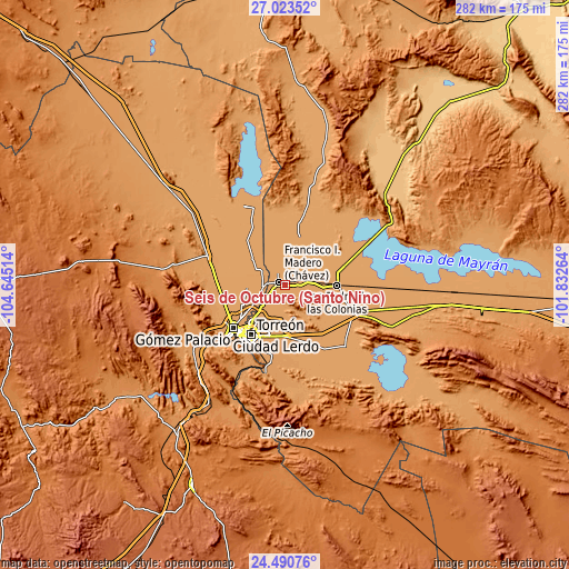 Topographic map of Seis de Octubre (Santo Niño)