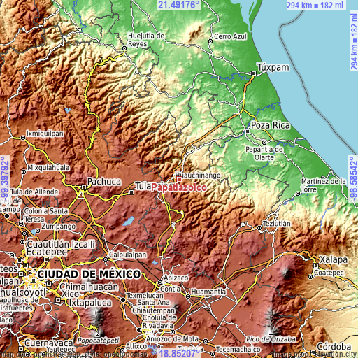 Topographic map of Papatlazolco