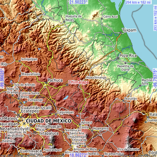 Topographic map of Chimalapa