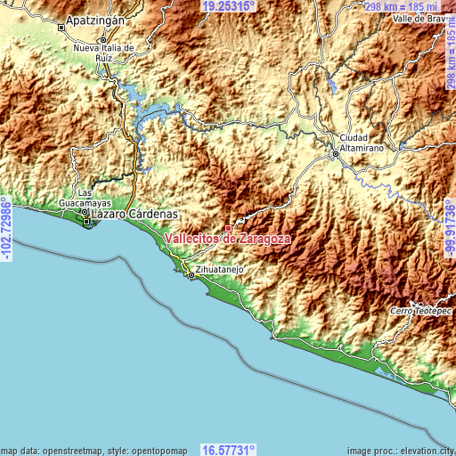 Topographic map of Vallecitos de Zaragoza