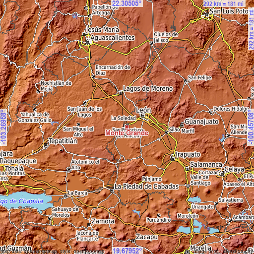 Topographic map of Monte Grande