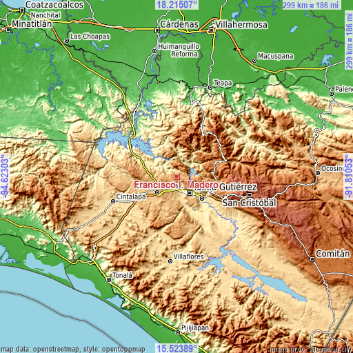 Topographic map of Francisco I. Madero