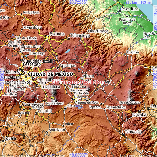 Topographic map of San Francisco Tlacuilohcan