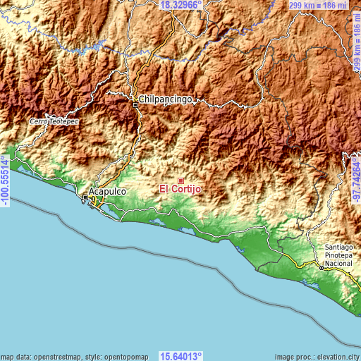 Topographic map of El Cortijo
