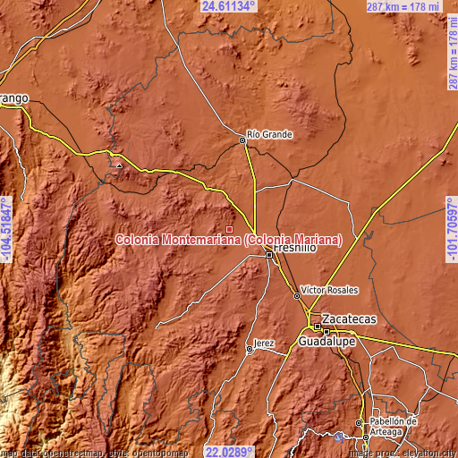 Topographic map of Colonia Montemariana (Colonia Mariana)