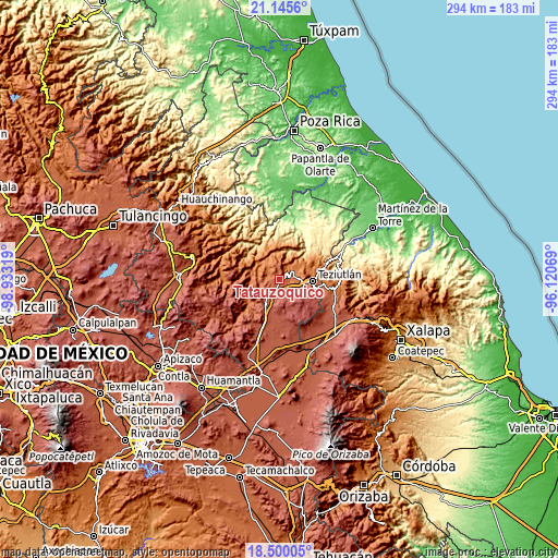 Topographic map of Tatauzoquico