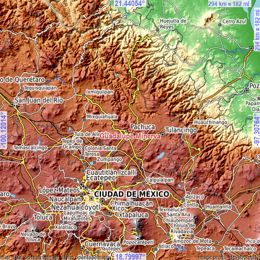 Topographic map of Guadalupe Minerva