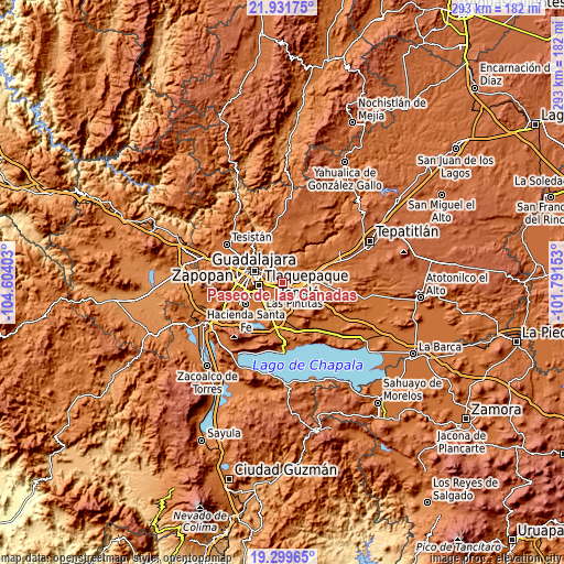 Topographic map of Paseo de las Cañadas