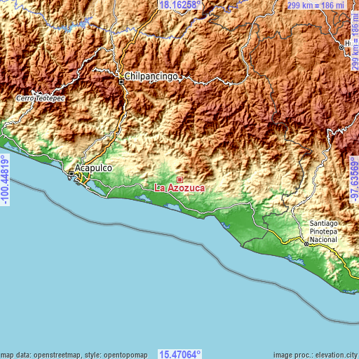 Topographic map of La Azozuca