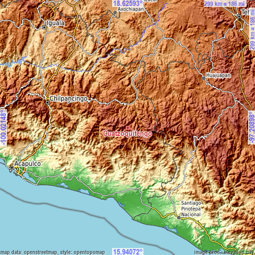 Topographic map of Cuatzoquitengo