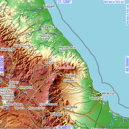 Topographic map of Tenochtitlán