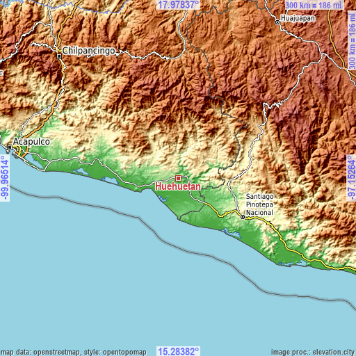 Topographic map of Huehuetán