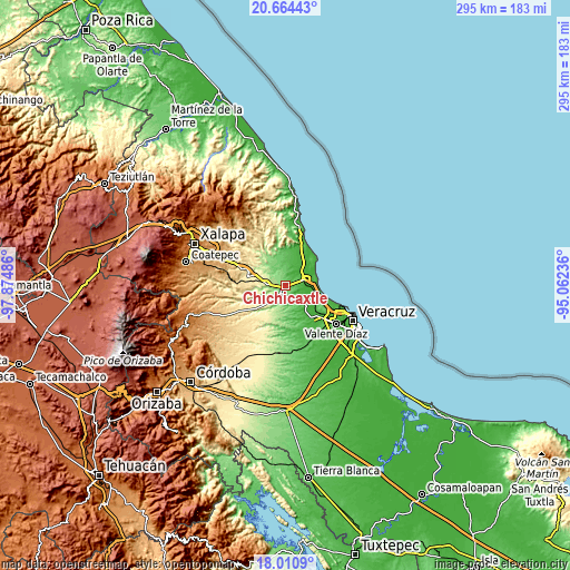 Topographic map of Chichicaxtle