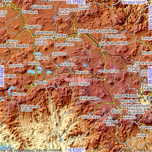 Topographic map of Santa Elena