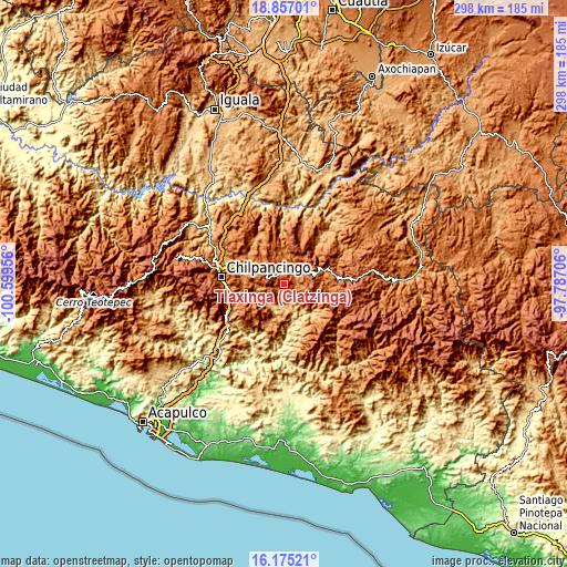 Topographic map of Tlaxinga (Clatzinga)