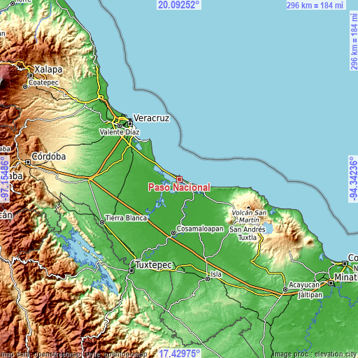 Topographic map of Paso Nacional