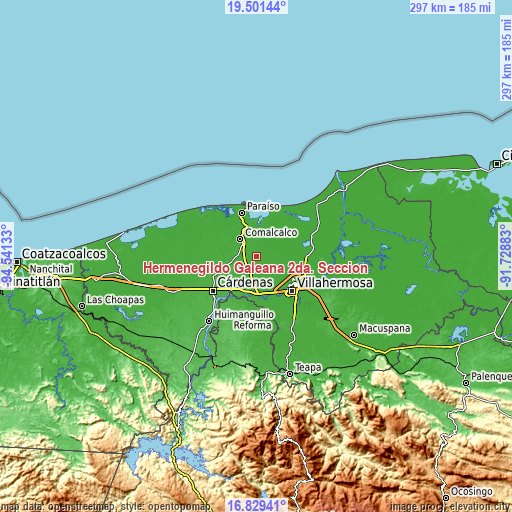 Topographic map of Hermenegildo Galeana 2da. Sección