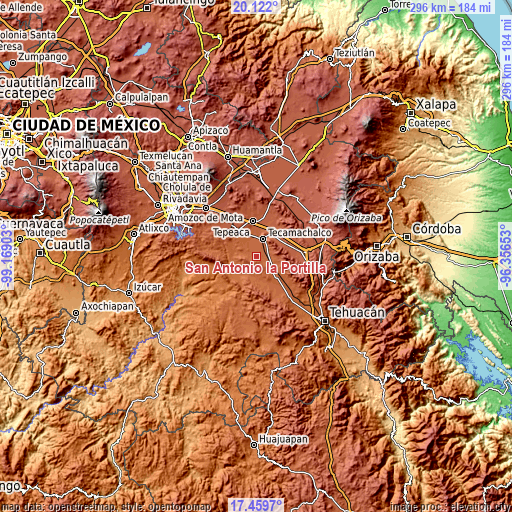 Topographic map of San Antonio la Portilla