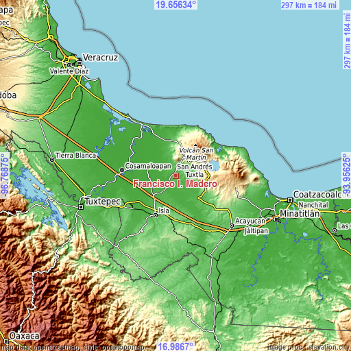 Topographic map of Francisco I. Madero