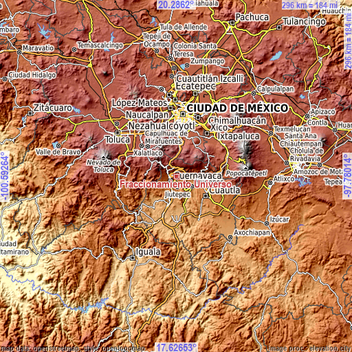 Topographic map of Fraccionamiento Universo