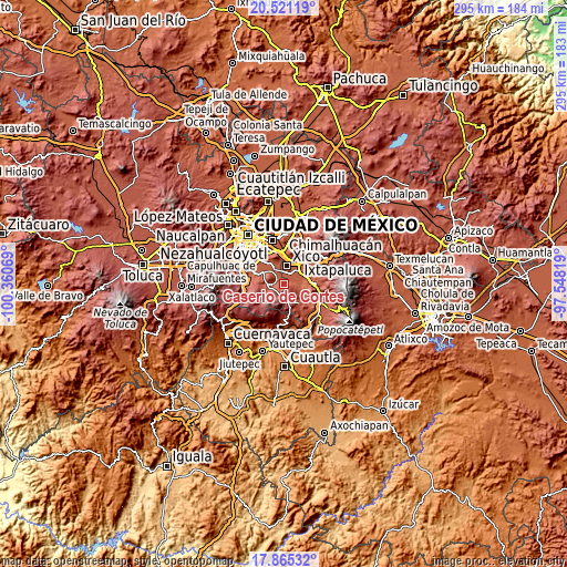 Topographic map of Caserío de Cortés