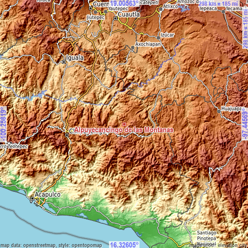 Topographic map of Alpuyecancingo de las Montañas