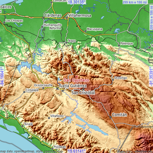 Topographic map of San Cayetano